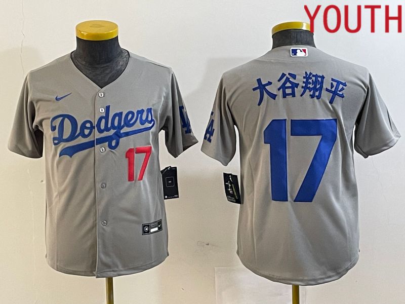 Youth Los Angeles Dodgers #17 Ohtani Grey Nike Game MLB Jersey style 4